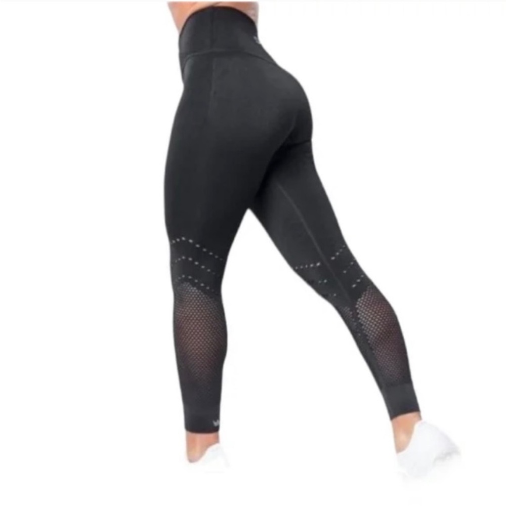 NWT Shefit V-Cut Waist Laser Cut Black Tights